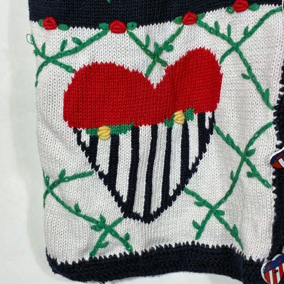 Cardigan Sweater Patriotic Red White & Blue 4th July Vintage Eagle's Eye Size XL - Picture 4 of 12